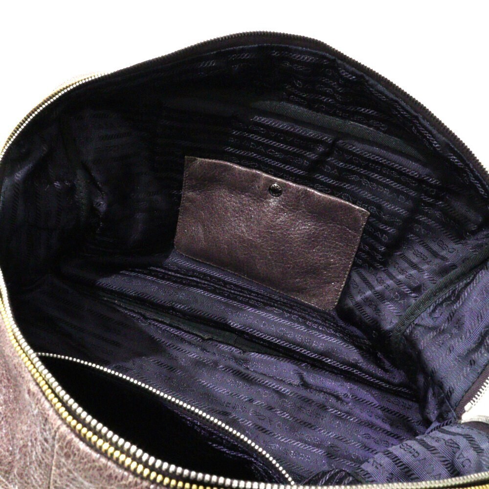 Prada SFU MIRTILLO Leather Bag Glitter Boston - Picture 6 of 7